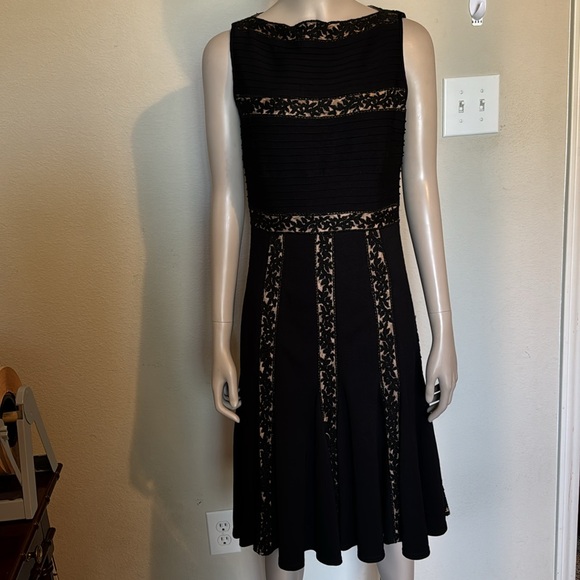 Tadashi Shoji Pintuck and Jersey lace dress in black/nude size small - Picture 5 of 12